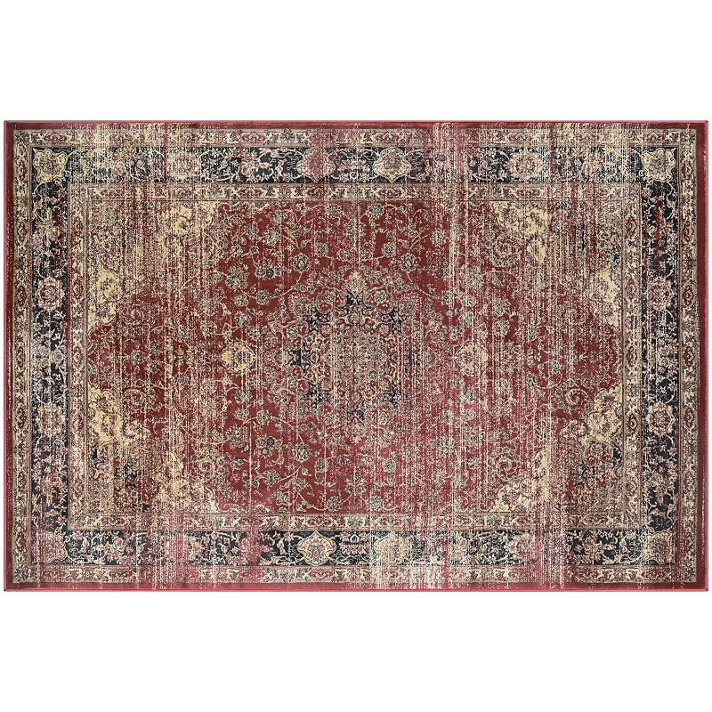 Couristan Zahara Persian Vase Framed Floral Rug, Red, 5X7.5 Ft