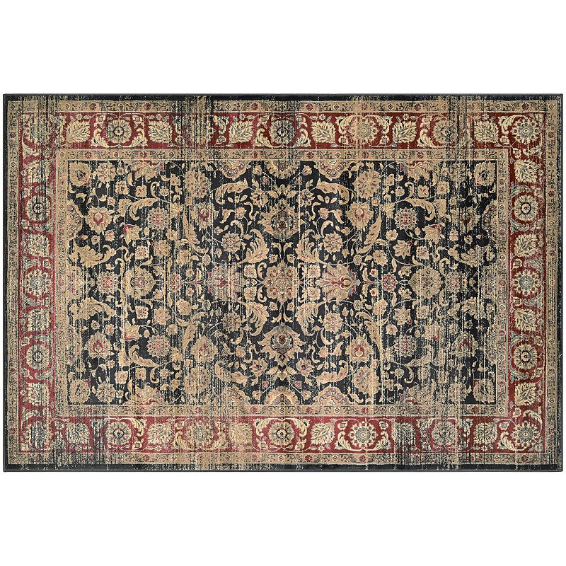 Couristan Zahara Embellished Blossom Framed Floral Rug, Red, 5X7.5 Ft