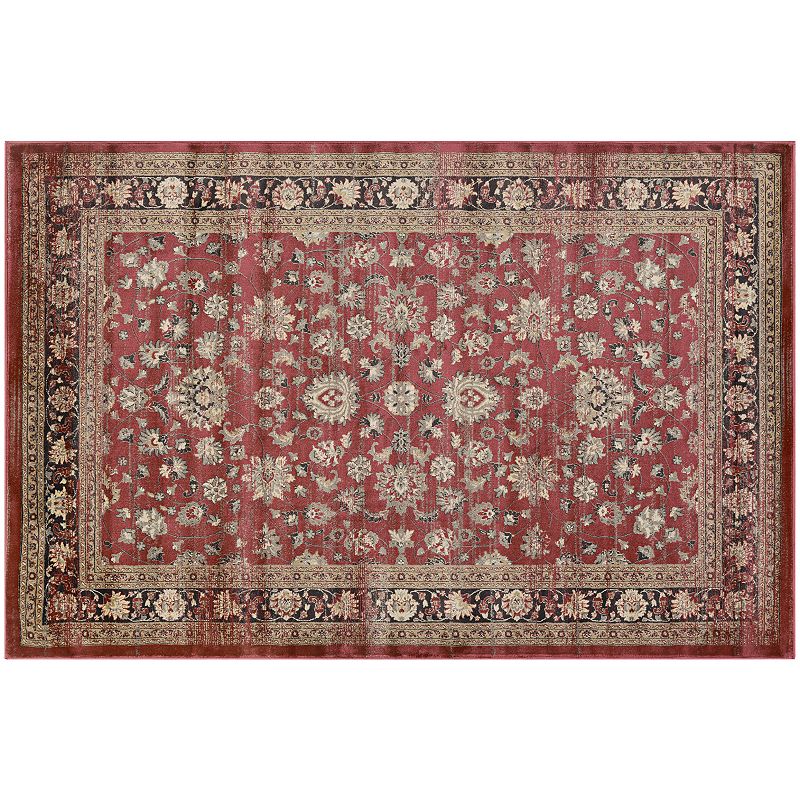 Couristan Zahara Farahan Amulet Framed Floral Rug, Red, 4X5 Ft