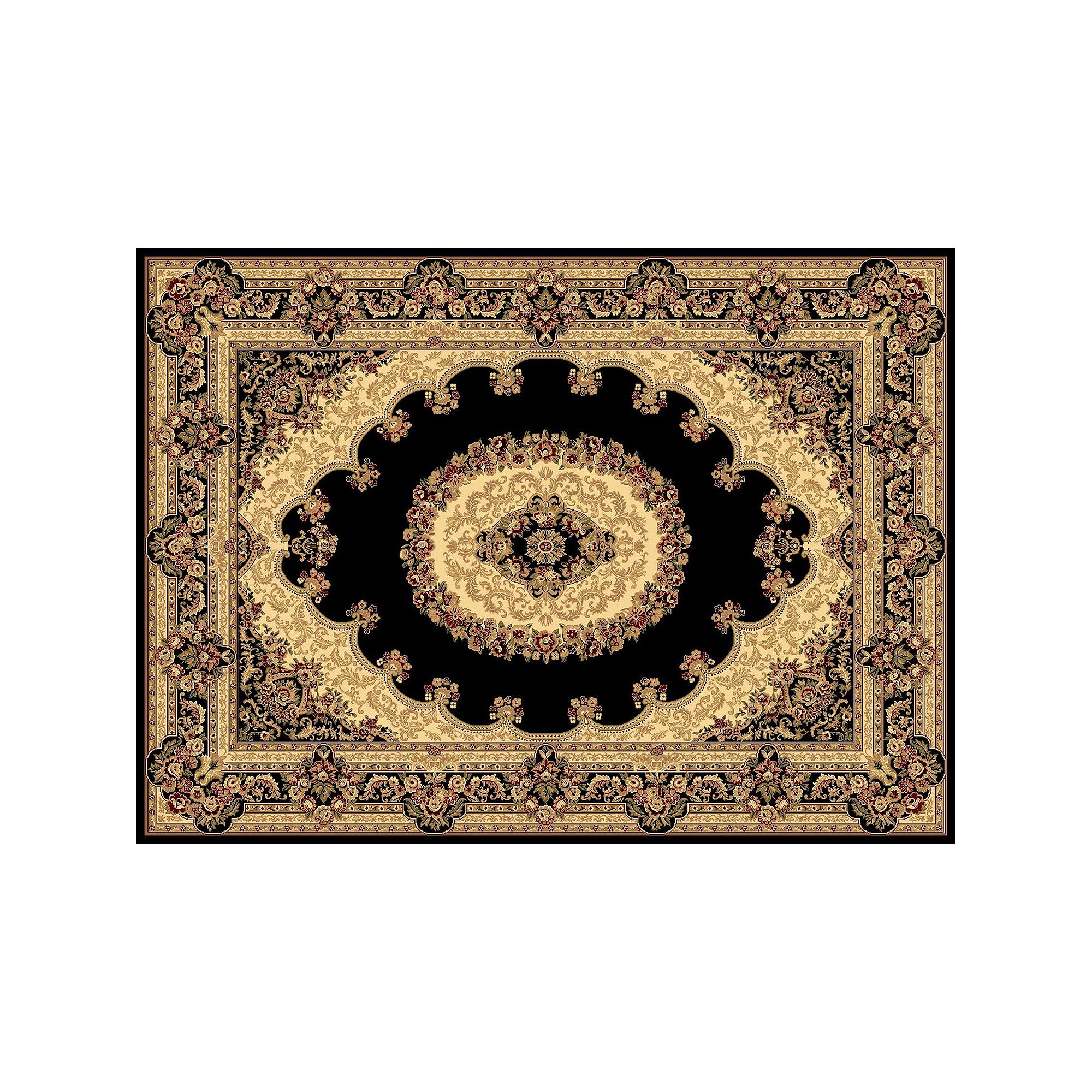 Rugs America Kerman Framed Floral Rug, Black