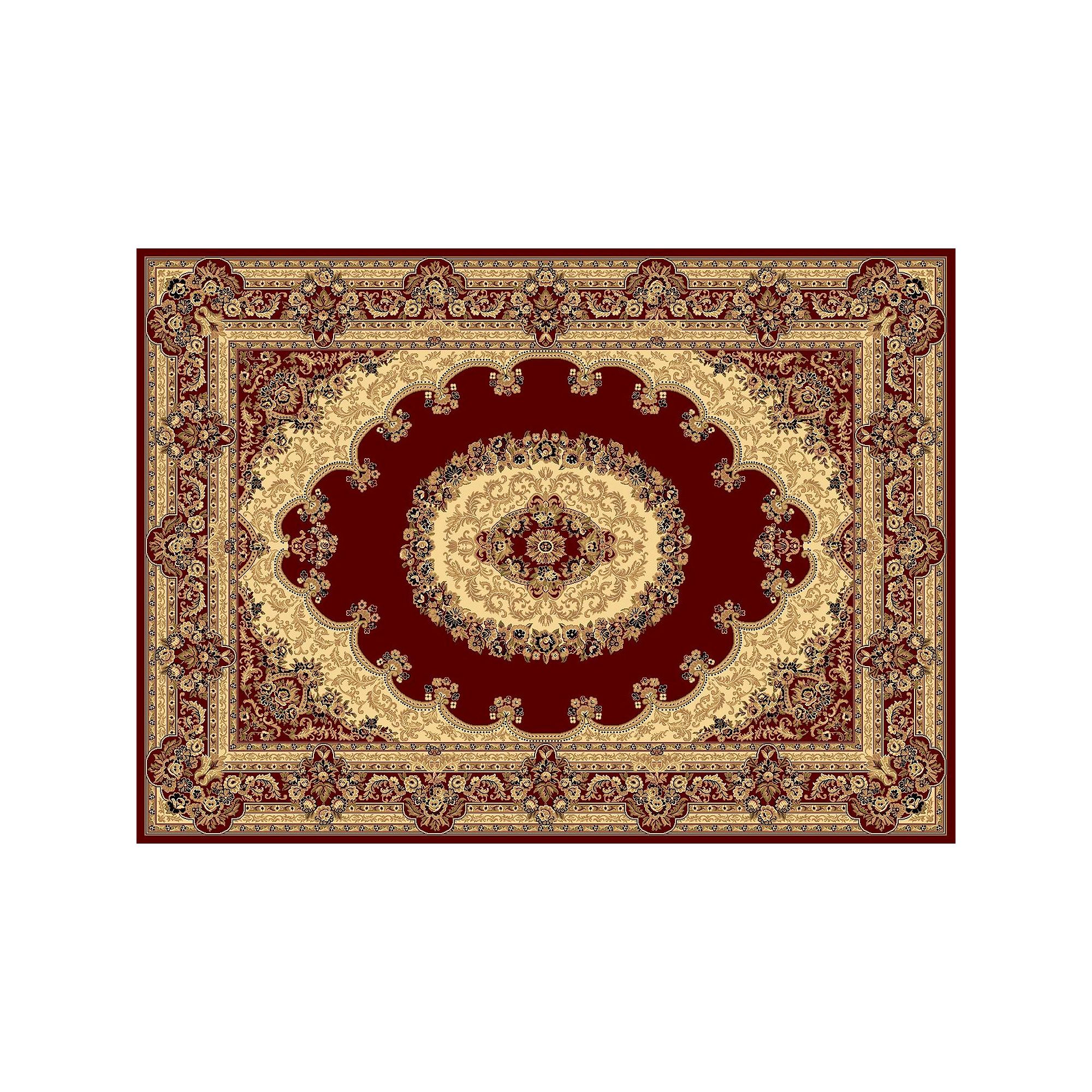 Rugs America Kerman Framed Floral Rug, Red