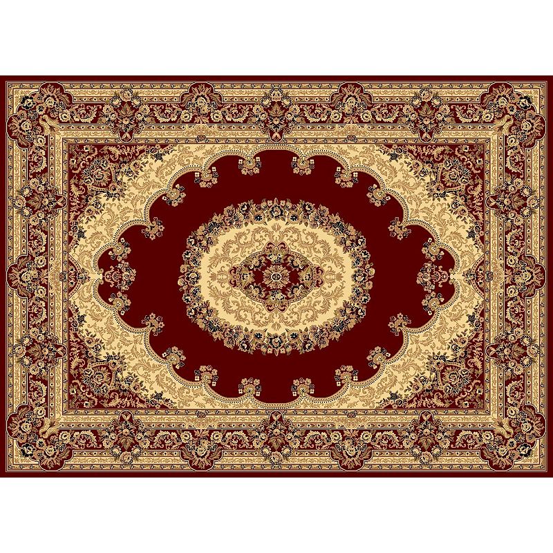 Rugs America Kerman Framed Floral Rug, Red, 8X11 Ft