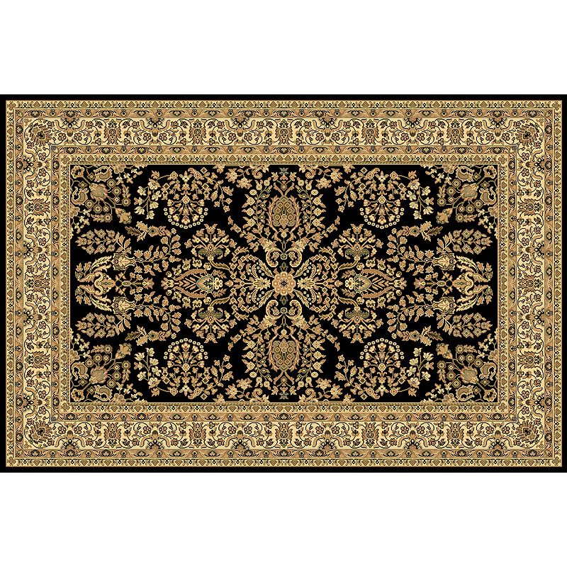 Rugs America New Vision Lilihan Framed Floral Rug, Black, 8X11 Ft