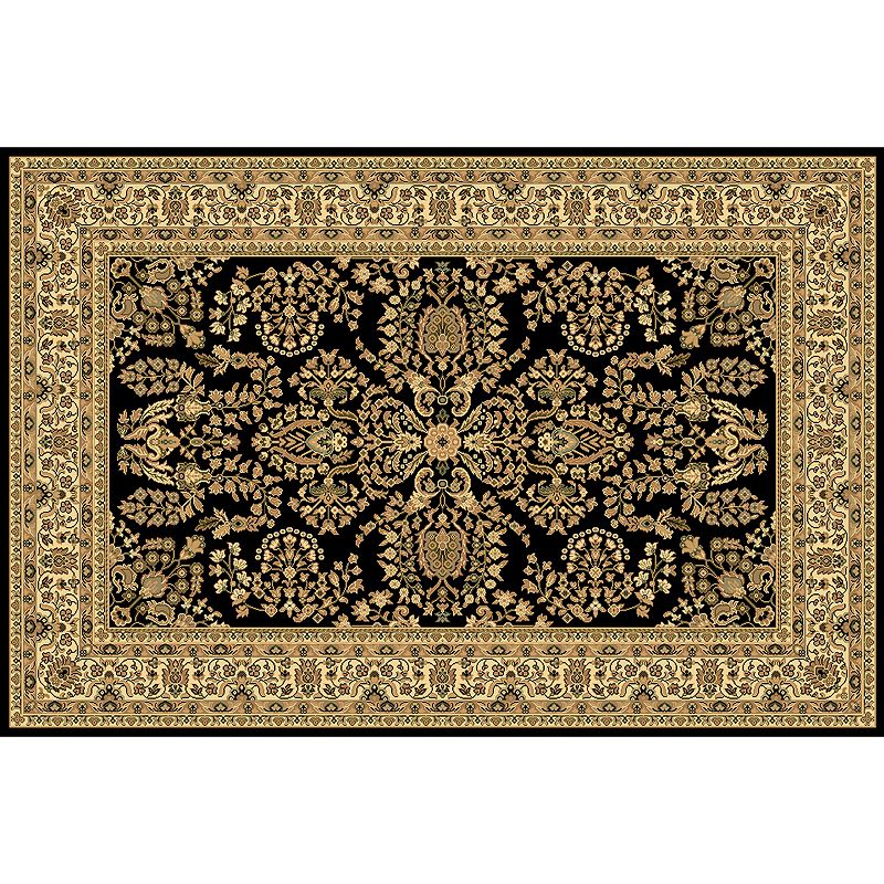 Rugs America New Vision Lilihan Framed Floral Rug, Black, 8X11 Ft