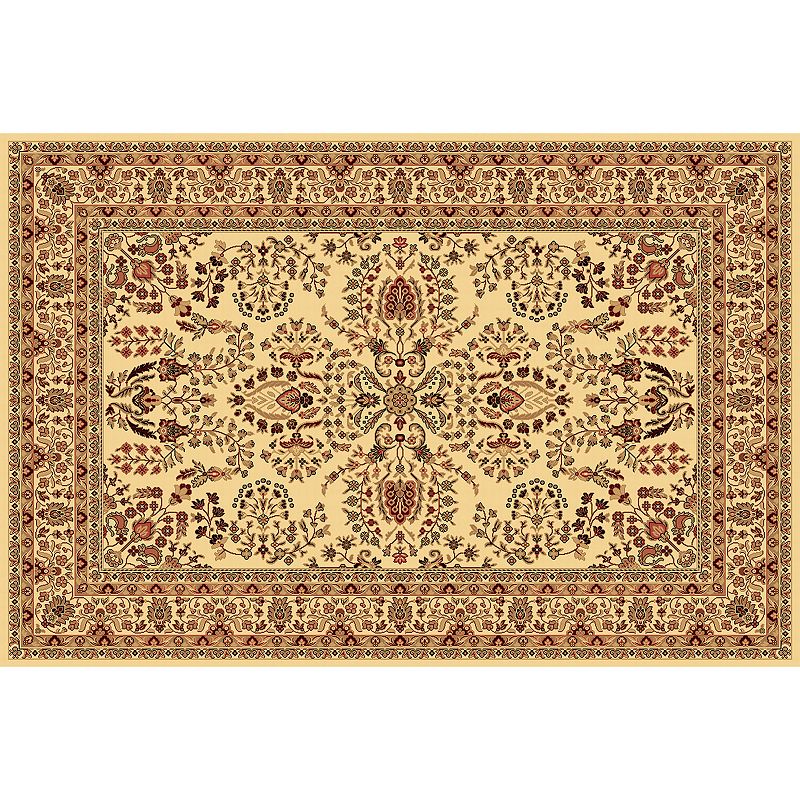 Rugs America New Vision Lilihan Framed Floral Rug, White, 4X5 Ft