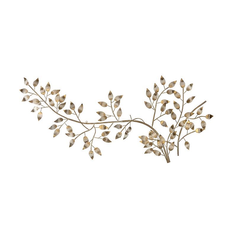 Stratton Home Decor Flowing Leaves Metal Wall Decor, Gold, Large