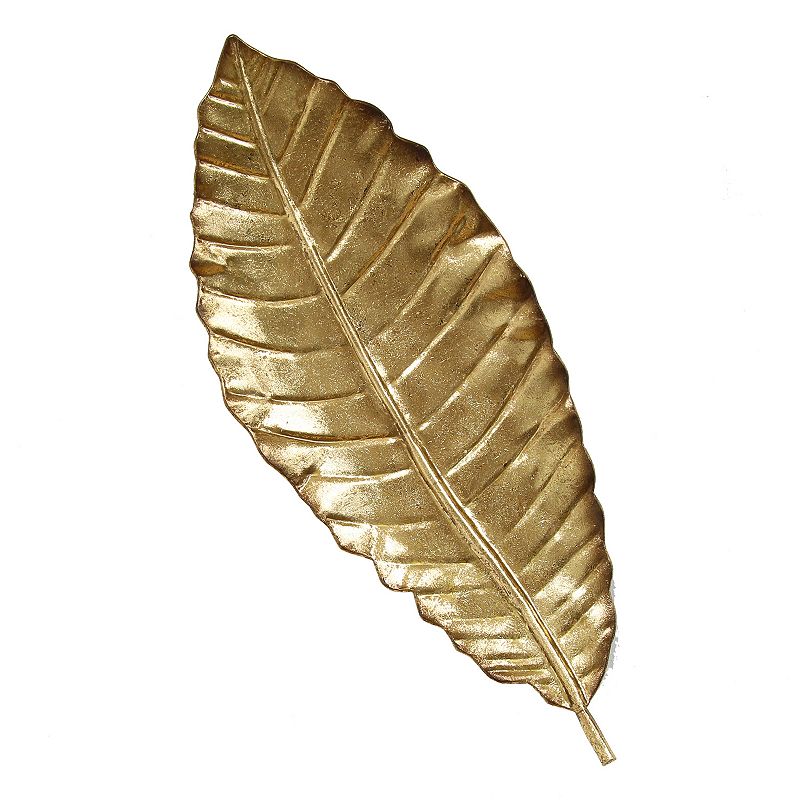 Stratton Home Decor Elegant Leaf Metal Wall Decor, Gold, Small