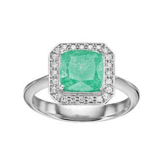 Argento Bella Sterling Silver Cubic Zirconia Square Halo Ring