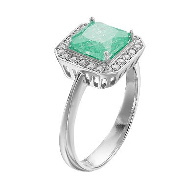 Argento Bella Sterling Silver Cubic Zirconia Square Halo Ring