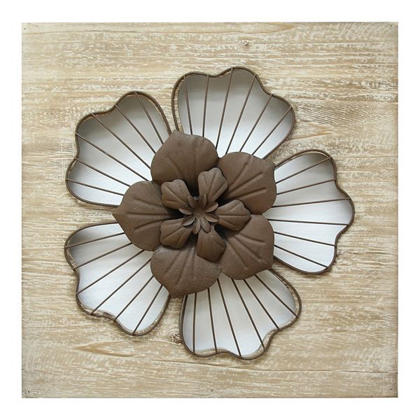 Stratton Home Decor Rustic Large Flower Metal Wall - Stratton Home Decor Flower Metal And Wood