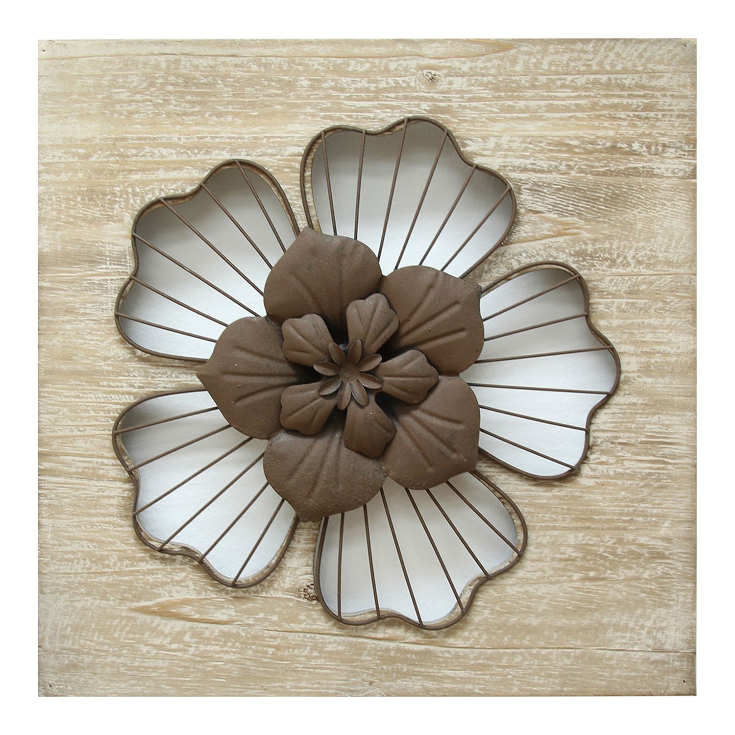Stratton Home Decor Rustic Large Flower Metal Wall Decor