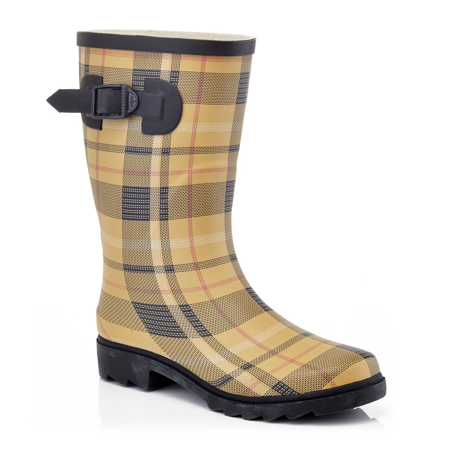 plaid rain boots