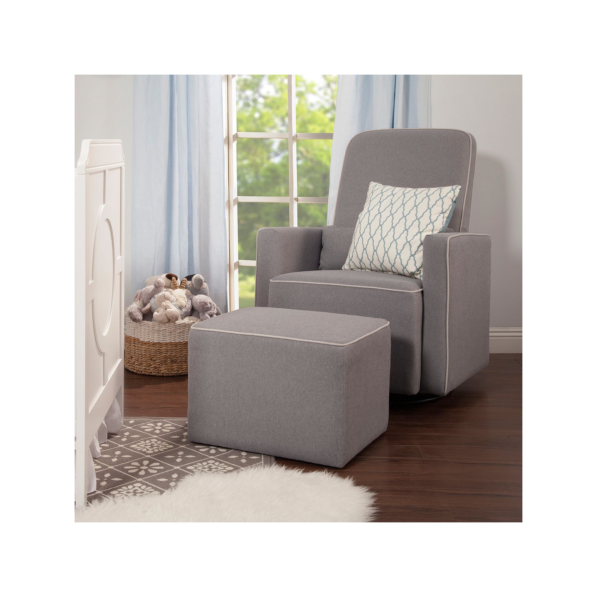 DaVinci Olive Glider Chair & Ottoman Set, Gray