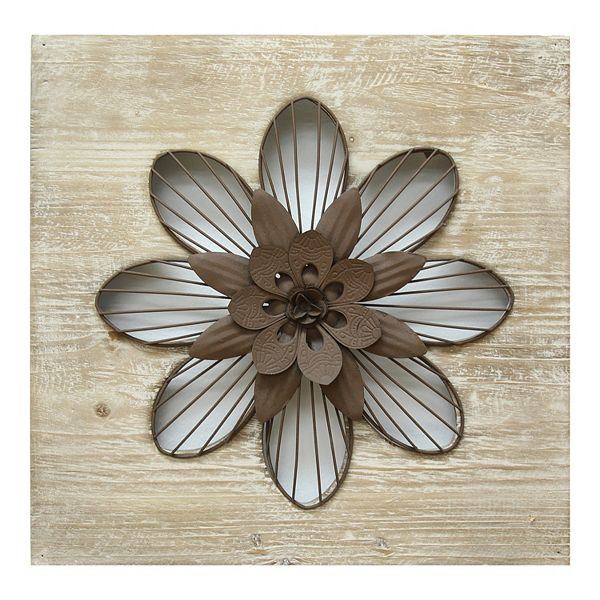 Stratton Home Decor Rustic Flower Metal Wall - Stratton Home Decor Flower Metal And Wood