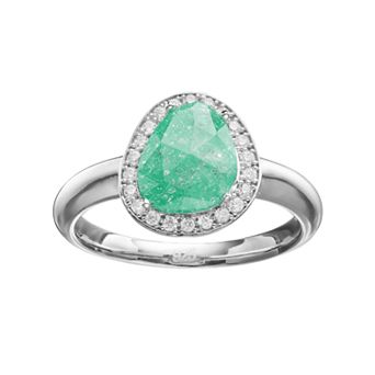 Argento Bella Sterling Silver Cubic Zirconia Teardrop Halo Ring