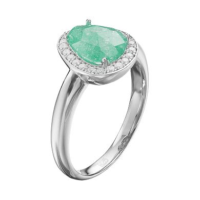 Argento Bella Sterling Silver Cubic Zirconia Teardrop Halo Ring