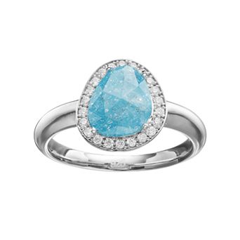 Argento Bella Sterling Silver Cubic Zirconia Teardrop Halo Ring