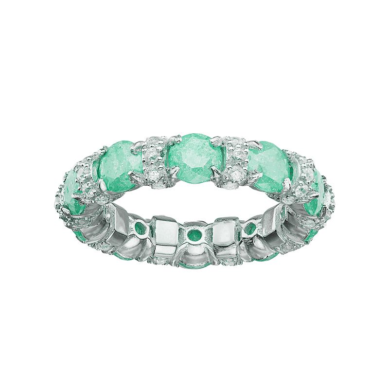 Sterling Silver Cubic Zirconia Eternity Ring, Womens, Size: 6, Green