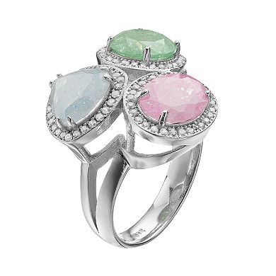 Argento Bella Sterling Silver Cubic Zirconia Multistone Halo Ring