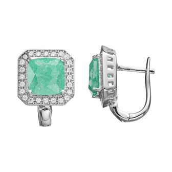 Sterling Silver Cubic Zirconia Square Halo Earrings
