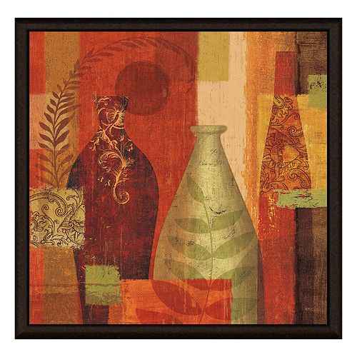 Vases On Red II Framed Canvas Wall Art