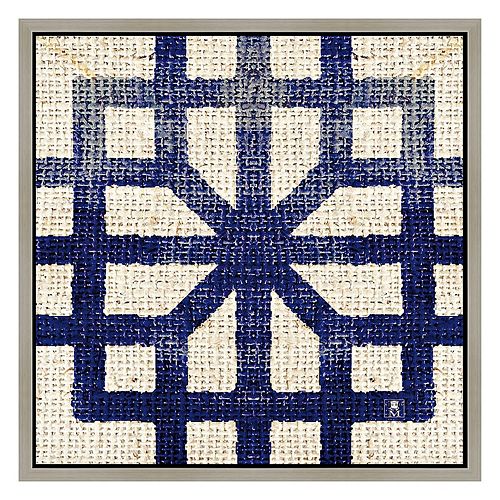 Blue Fabric II Framed Canvas Wall Art