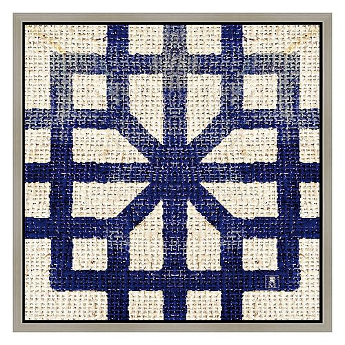 Blue Fabric II Framed Canvas Wall Art