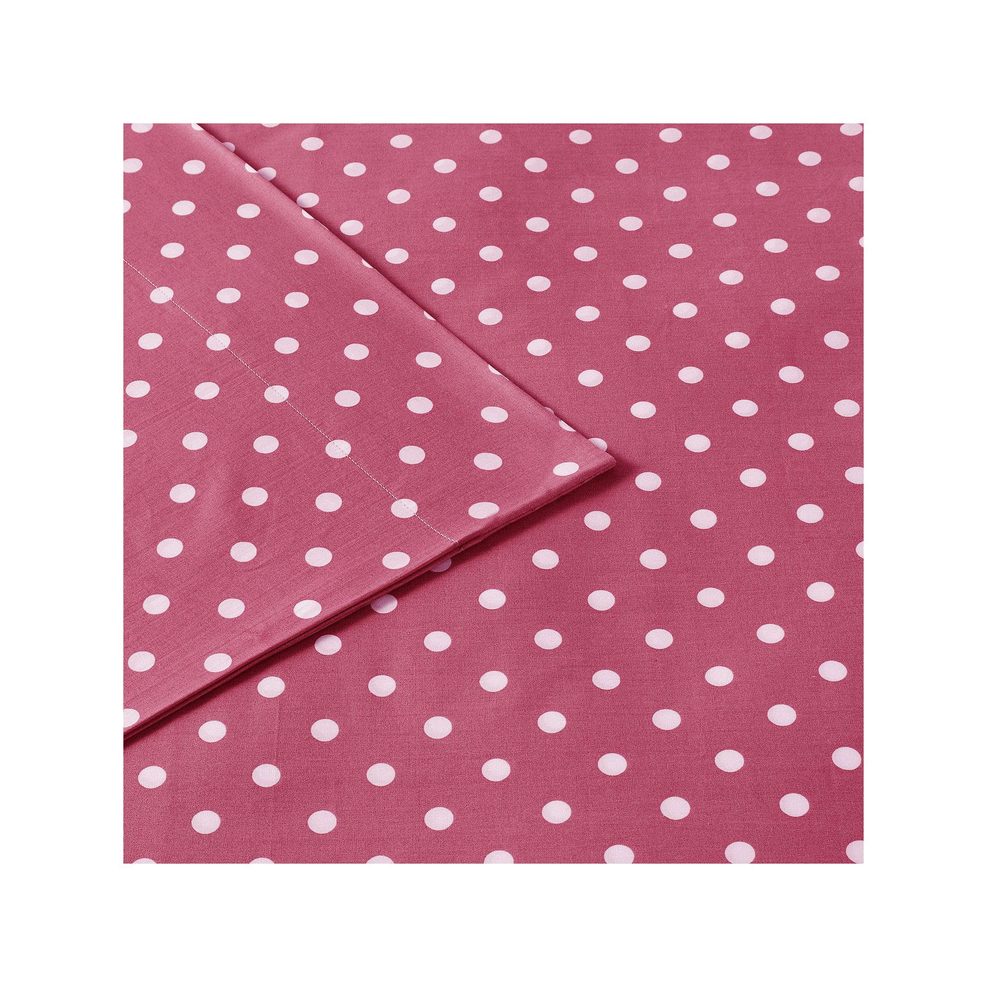 Intelligent Design Polka Dot Cotton Sheet Set, Dark Pink