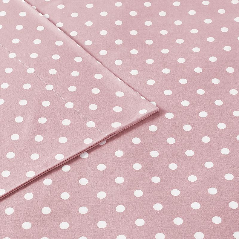 Mi Zone Polka Dot Antimicrobial Cotton Percale Sheet Set, Pink, Twin