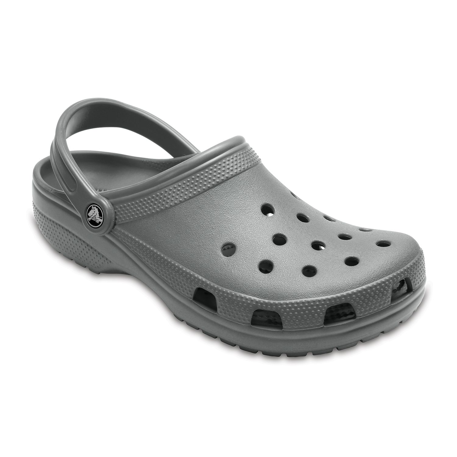 white crocs with gray fur