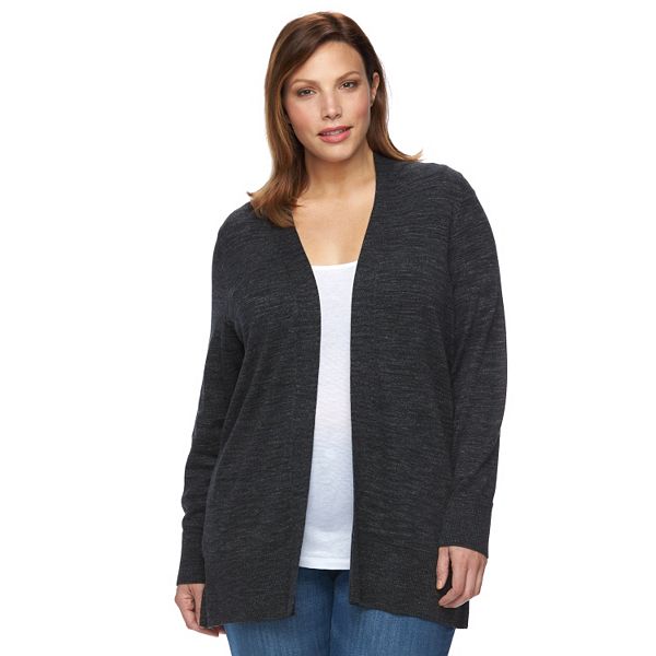 Plus Size Croft & Barrow® Essential Solid Open-Front Cardigan