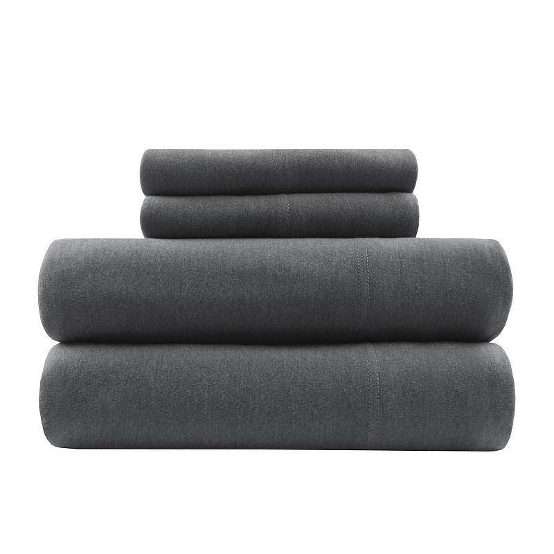 Intelligent Design Cotton Blend Jersey Knit Sheet Set, Grey, Queen Set