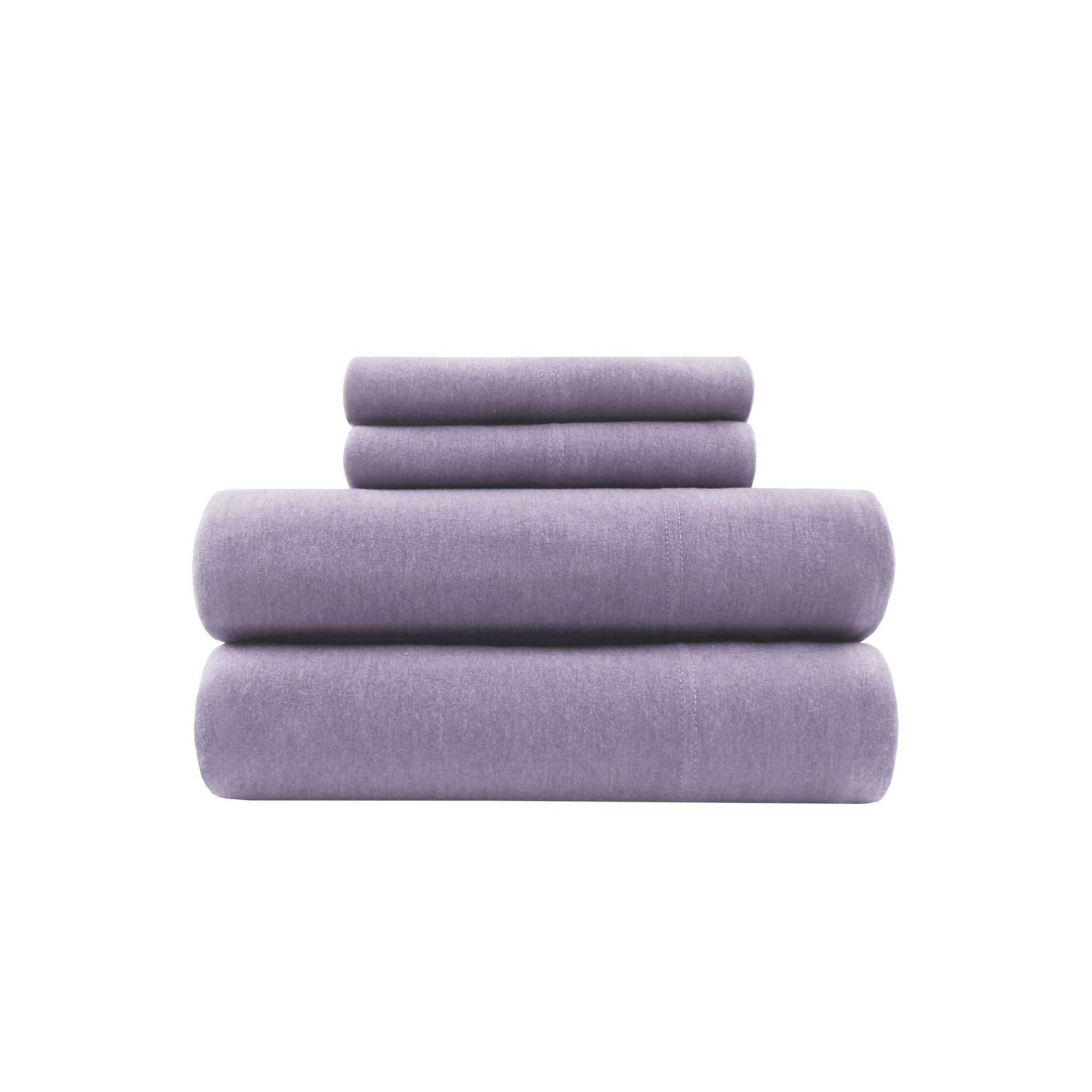 Intelligent Design Cotton Blend Jersey Knit Sheet Set, Purple