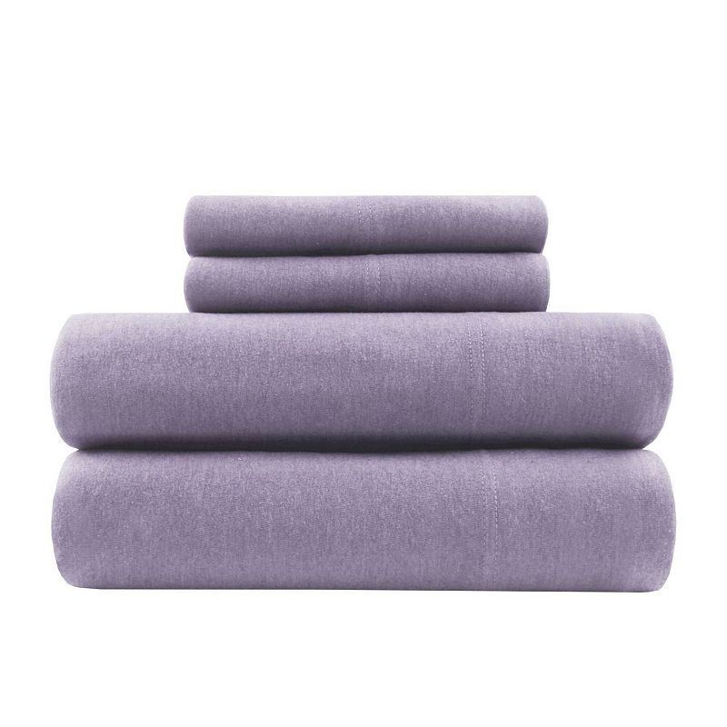 Intelligent Design Cotton Blend Jersey Knit Sheet Set, Purple, TWINXL SET