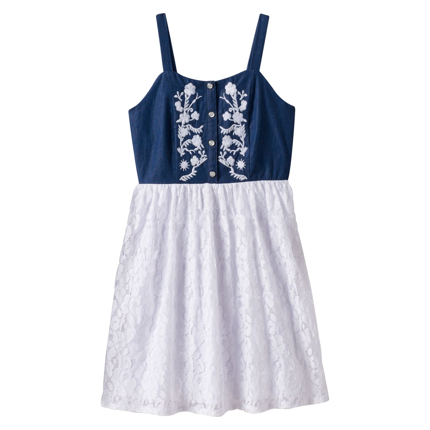 girls denim and lace dress