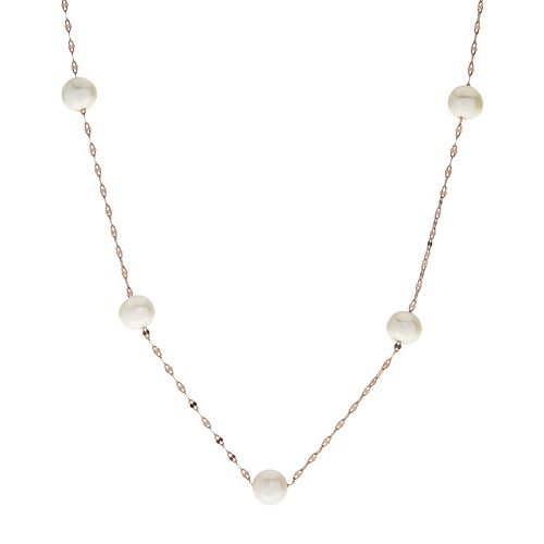 PearLustre by Imperial 14k Rose Gold Freshwater Cultured Pearl Station ...