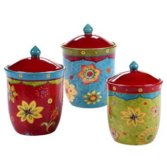 Certified International Tunisian Sunset 3 pc Kitchen Canister Set