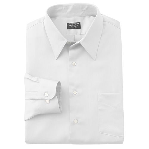 Arrow Fitted Sateen Solid Point-Collar Dress Shirt - Men