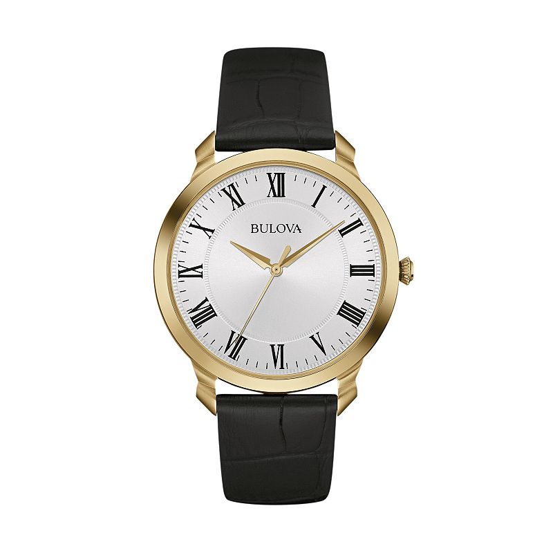 Bulova Men's Classic Leather Watch - 97A123, Black