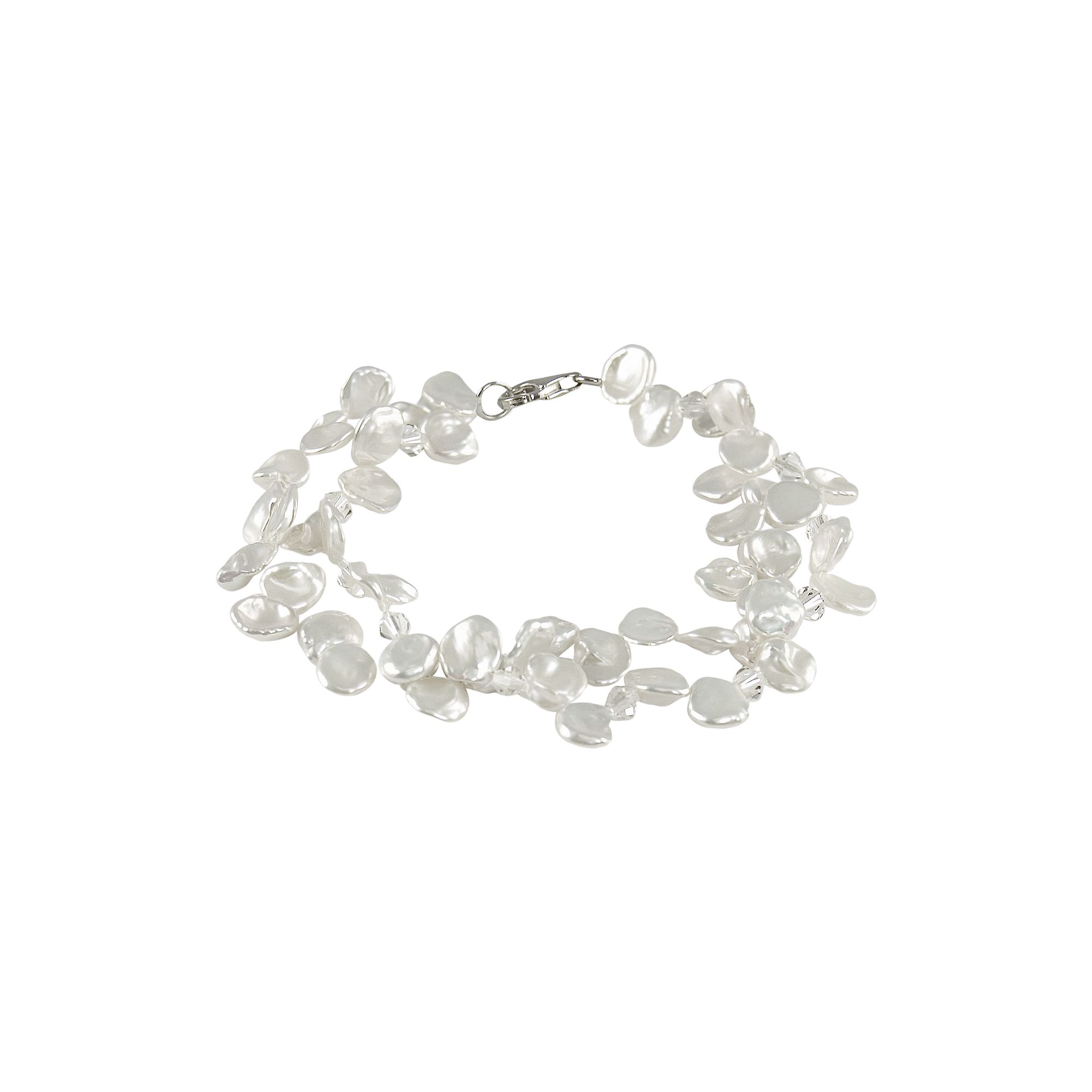 Sterling Silver Freshwater Cultured Pearl and Austrian Crystal Bracelet, Wo