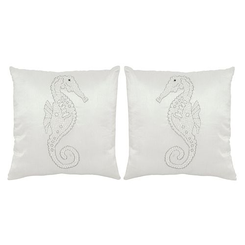 Safavieh Mooching Seahorse Embroidered Throw Pillow 2-piece Set