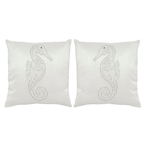 Safavieh Mooching Seahorse Embroidered Throw Pillow 2-piece Set