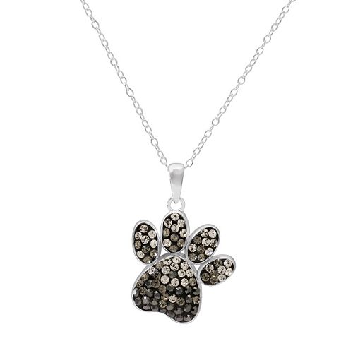 Hue Sterling Silver Crystal Dog Paw Print Pendant Necklace