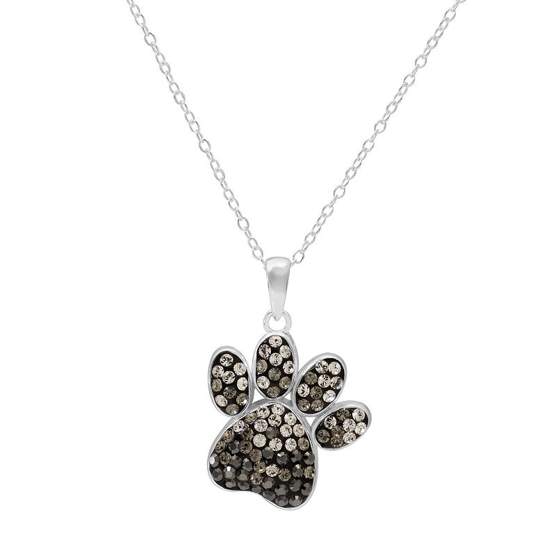 Hue Sterling Silver Crystal Dog Paw Print Pendant Necklace, Womens, Size: