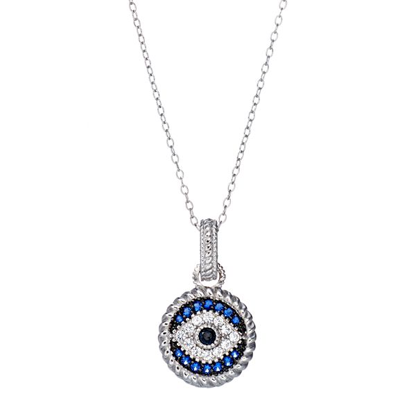 Sterling Silver Gothic Blue Evil Eye Pendant