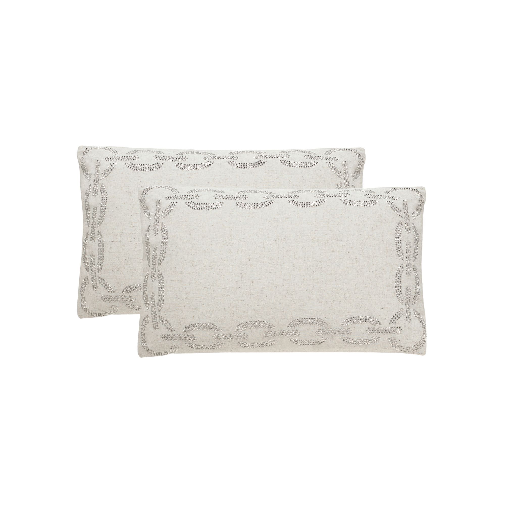Safavieh Sibine Embroidered Throw Pillow 2-piece Set, Silver