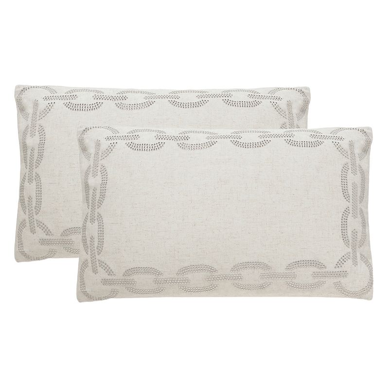Safavieh Sibine Embroidered Throw Pillow 2-piece Set, Grey, 12X20