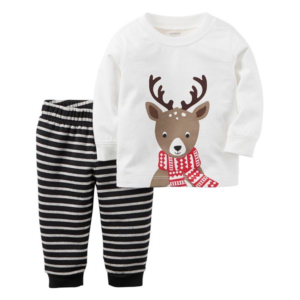 Baby Boy Carter's Reindeer Top & Striped Pants Set