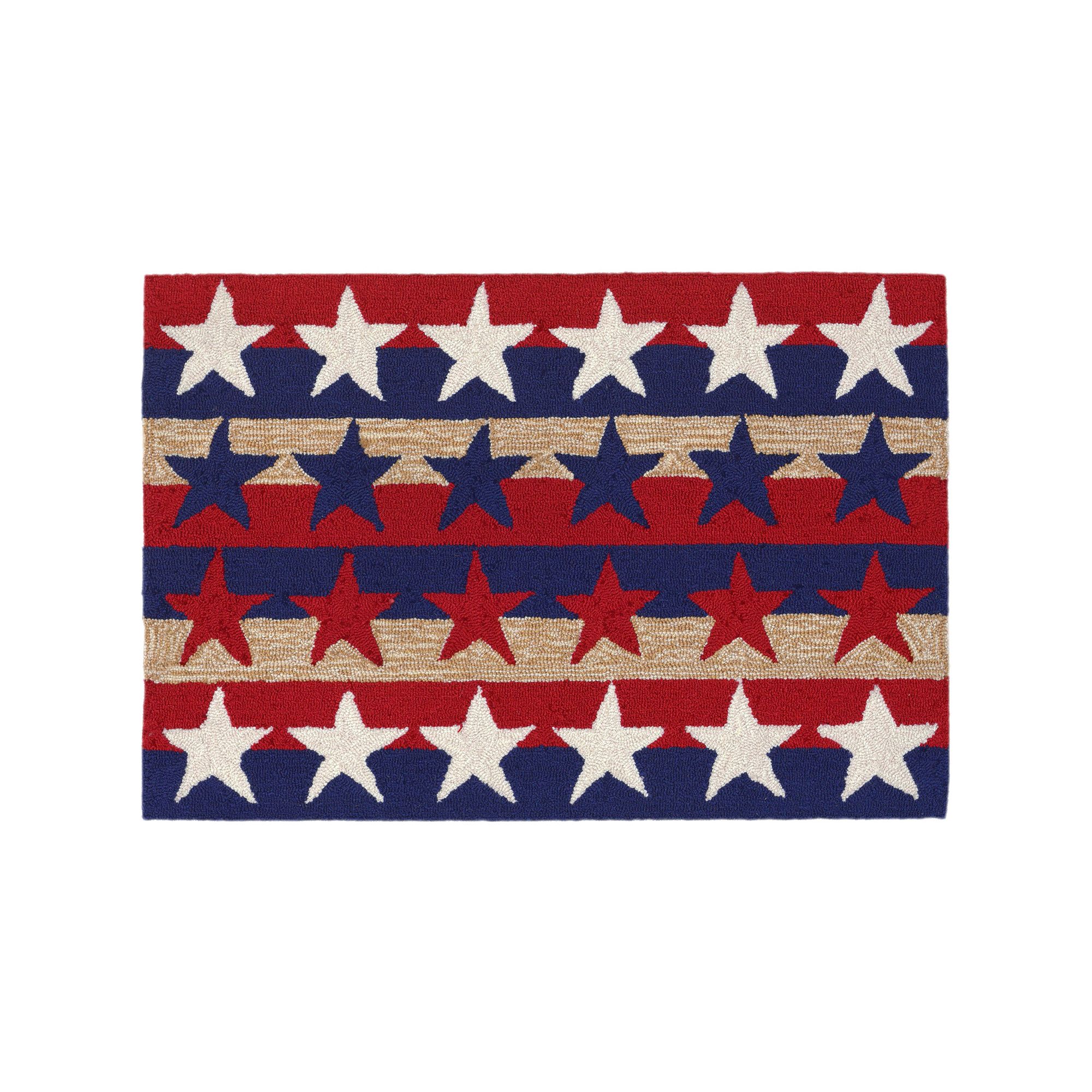 Liora Manne Frontporch Stars and Stripes Indoor Outdoor Rug, Red