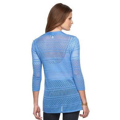 Women's Croft & Barrow® Pointelle Open-Front Cardigan